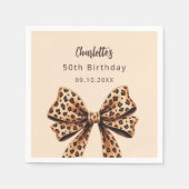 Boog luipaard print bruin beige Verjaardag Servet (Voorkant)