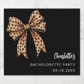 Boog luipaardprint zwart Bachelorette Party Sparkling Wijnetiket (Enkel label)