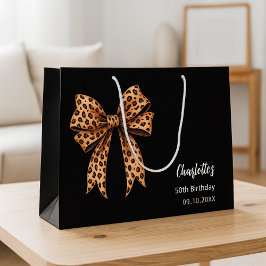 Boog luipaardprint zwart Verjaardag Groot Cadeauzakje