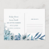 Boog met blauwe bloemen en bladeren vallen bruilof briefkaart (Achterkant)