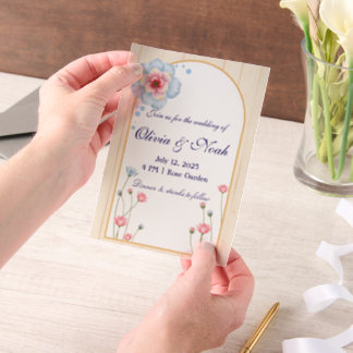 Boog met bloemen vellum uitnodigingen