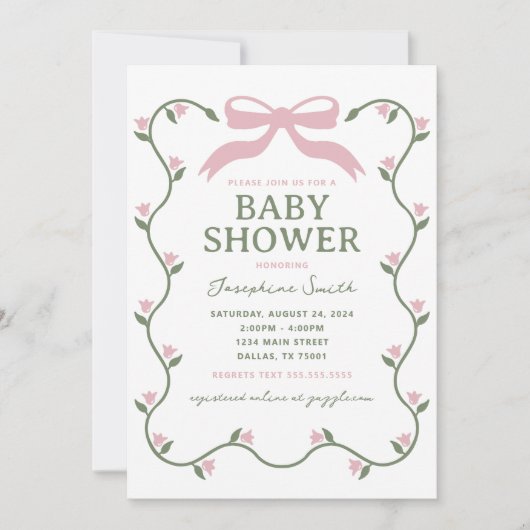 Boog met Flower Vine Baby shower Kaart (Voorkant)