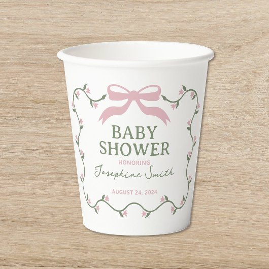 Boog met Flower Vine Baby shower Papieren Bekers