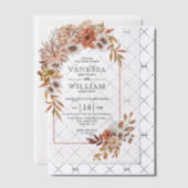 Boog met herfst bloem arrangement herfst bruiloft vellum uitnodigingen (Offset (Uitnodiging))