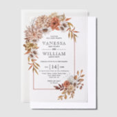 Boog met herfst bloem arrangement herfst bruiloft vellum uitnodigingen (Offset)