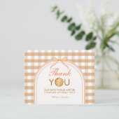 Boog M'n Schattig Taartje Bedankkaart Gingham Herf (Staand voorkant)
