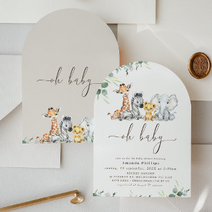 Boog Modern Foliage Safari Baby shower Kaart