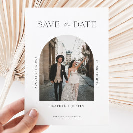 Boog Modern Minimalistische Trouwfoto Save the Dat Date