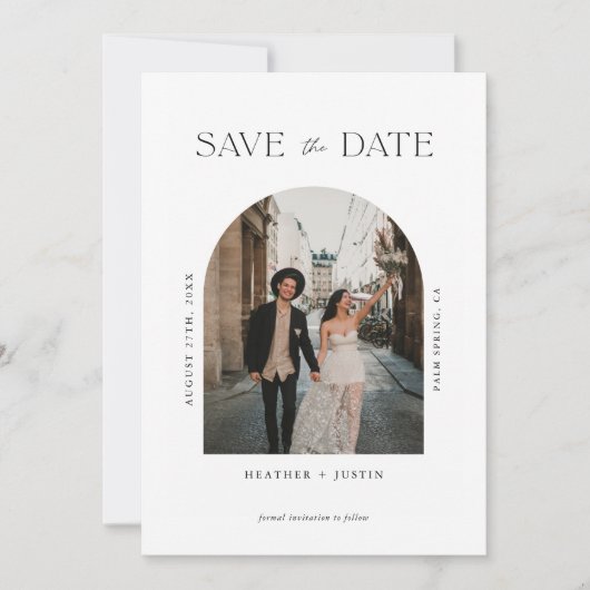 Boog Modern Minimalistische Trouwfoto Save the Dat Save The Date (Voorkant)