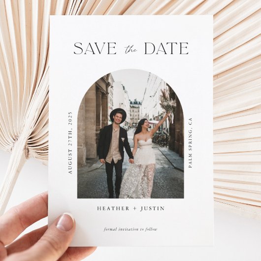 Boog Modern Minimalistische Trouwfoto Save the Dat Save The Date