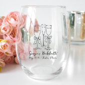 Boog Modern Script Bachelorette Party Gepersonalis Wijnglas Zonder Voet