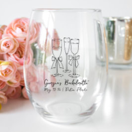 Boog Modern Script Bachelorette Party Gepersonalis Wijnglas Zonder Voet