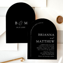 Boog Modern Zwart & Wit Minimalistische Trouwdag Kaart