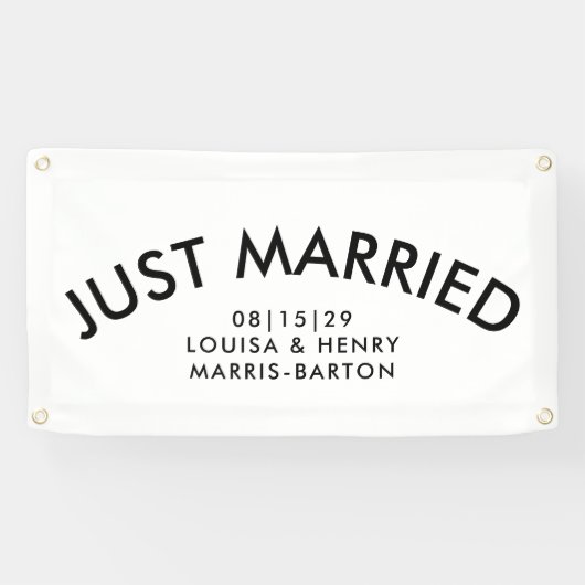 Boog moderne net getrouwde auto spandoek (Horizontaal)