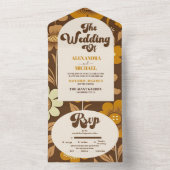 Boog Moderne Retro 70s Bloemen Bruiloft All In One Uitnodiging (Binnen)