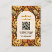 Boog Moderne Retro 70s Bloemen Bruiloft Informatiekaartje (Voorkant)