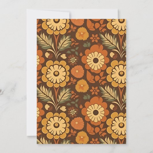 Boog Moderne Retro 70s Bloemen Bruiloft Kaart (Achterkant)