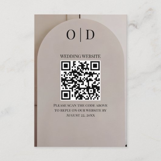 Boog Neutraal Luxe Trouw QR Code Informatiekaartje (Voorkant)