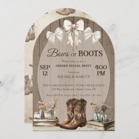 Boog of Laarzen rustieke boho geslacht onthulling Kaart (Voorkant / Achterkant)