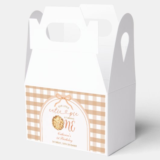 Boog onze Little Cutie Pie Herfst Gingham 1e Verja Bedankdoosjes (Geopend)