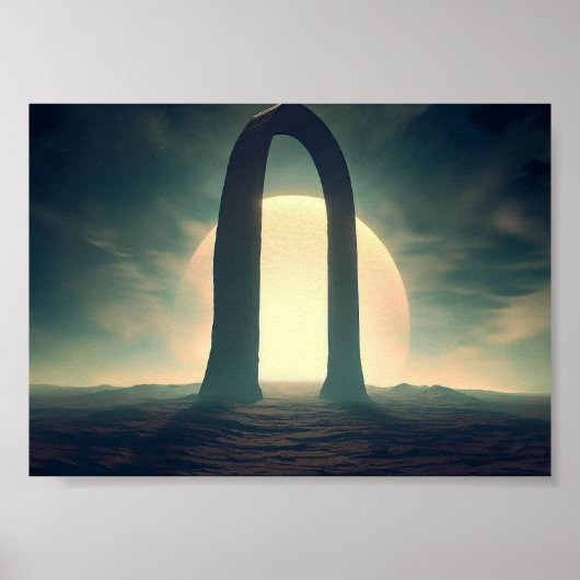 Boog op planeet in de ruimte poster (Voorkant)