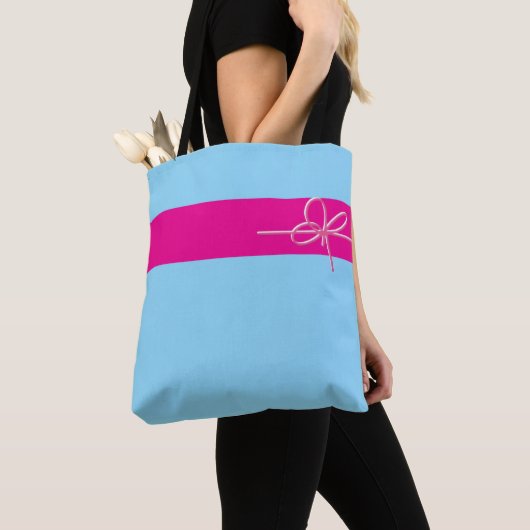 Boog op roze tote bag (Dichtbij)