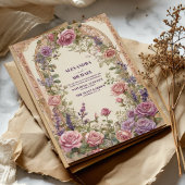  boog Paarse roze rozen bloemenbruiloft Kaart