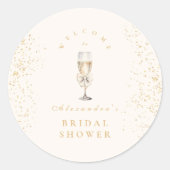 Boog Parels En Prosecco Bruidsdiner Ronde Sticker (Voorkant)
