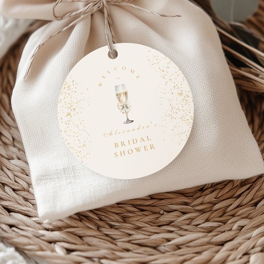 Boog Parels en Prosecco Bruidsfeest Ronde Sticker