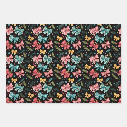 Boog patroon met sterren en dennentakken inpakpapier vel (Voorkant)