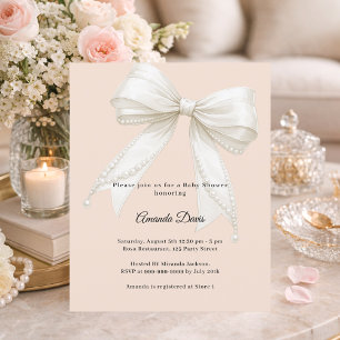 Boog perzik ivoren parels meisje Baby Shower uitno