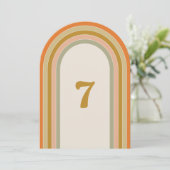 Boog Retro Regenboog Groovy Tafelnummer Bruiloft (Staand voorkant)