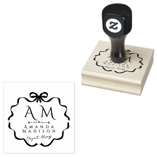 Boog Ribbon Monogram Rubber Stamp Rubberstempel (Gestempeld)