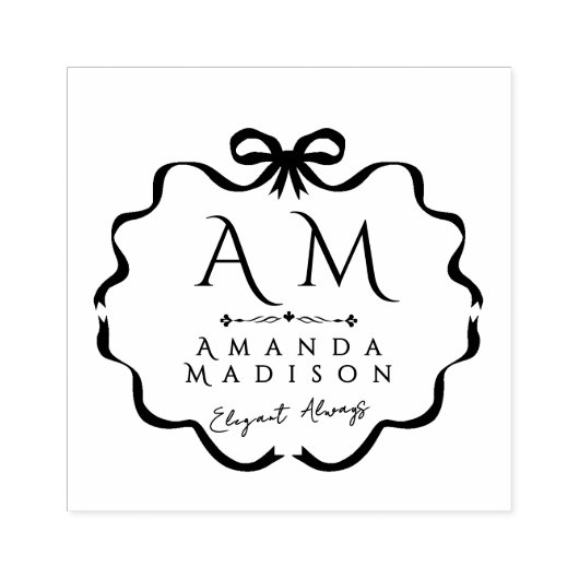 Boog Ribbon Monogram Rubber Stamp Rubberstempel (Afrduk)