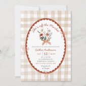Boog Rode Gingham Illustratie Boerenmarkt Bruidsfe Kaart (Voorkant)