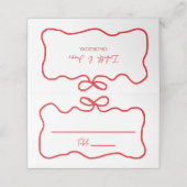 Boog Rode Handgetekende Golf Bruidsdouche Plaatskaartje (Buitenkant ongevouwen)