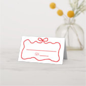 Boog Rode Handgetekende Golvende Bruidsdouche Plaatskaartje (Voorkant)