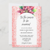 Boog Rode Poinsettia Platte Kerstmis Bruiloft Kaart (Voorkant)