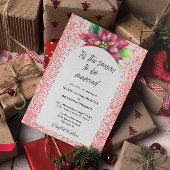Boog Rode Poinsettia Platte Kerstmis Bruiloft Kaart