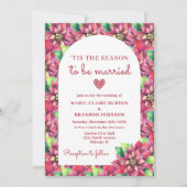 Boog Rode Poinsettia Platte Kerstmis Bruiloft Kaart (Voorkant)