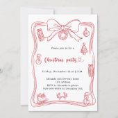 Boog rood hand-getrokken kerstfeest kaart (Voorkant)