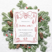 Boog rood hand-getrokken kerstfeest kaart