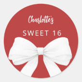 Boog rood wit Sweet 16 Ronde Sticker (Voorkant)