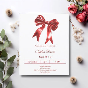 Boog rood wit Sweet 16 uitnodiging