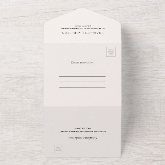 Boog roze beige crème verjaardag rsvp all in one uitnodiging (Buitenkant)