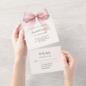 Boog roze beige crème verjaardag rsvp all in one uitnodiging (Afscheurbaar)