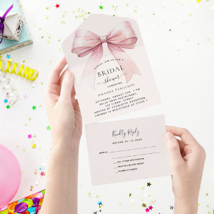 Boog roze beige crème Vrijgezellenfeest rsvp All In One Uitnodiging