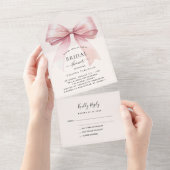 Boog roze beige crème Vrijgezellenfeest rsvp All In One Uitnodiging (Afscheurbaar)