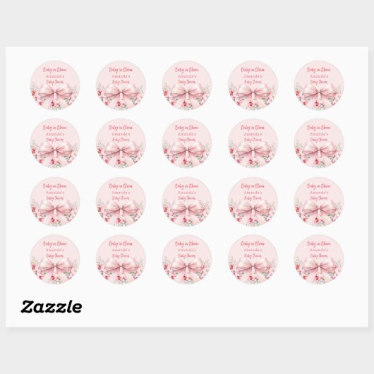 Boog roze bloemen bloeien Baby shower Ronde Sticker (Vel)