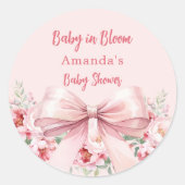 Boog roze bloemen bloeien Baby shower Ronde Sticker (Voorkant)